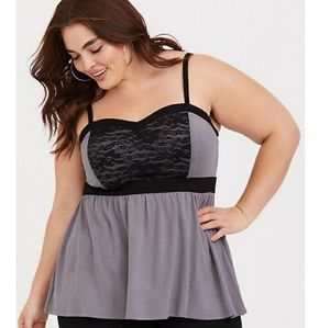 TORRID GREY LACE INSET BABYDOLL

SZ 1X